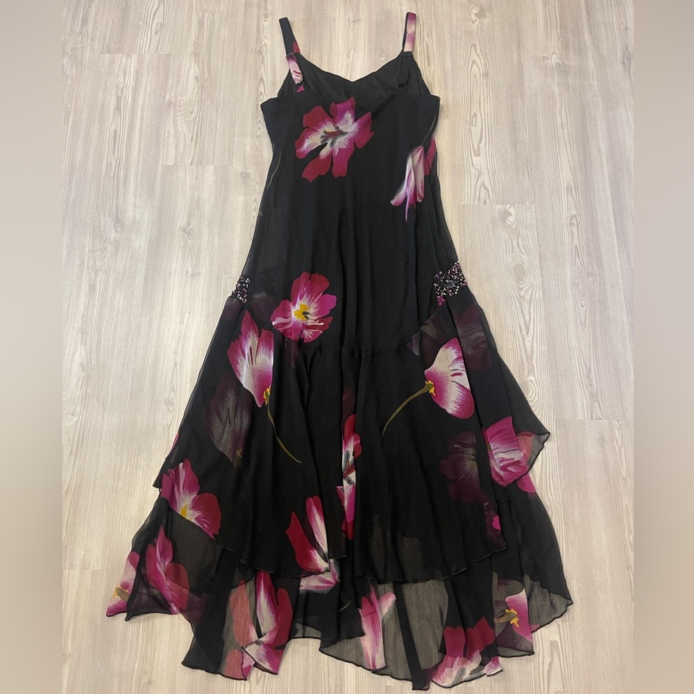 Midnight Velvet Black & Purple Floral Formal Dress SZ:2X - Picture 8 of 12